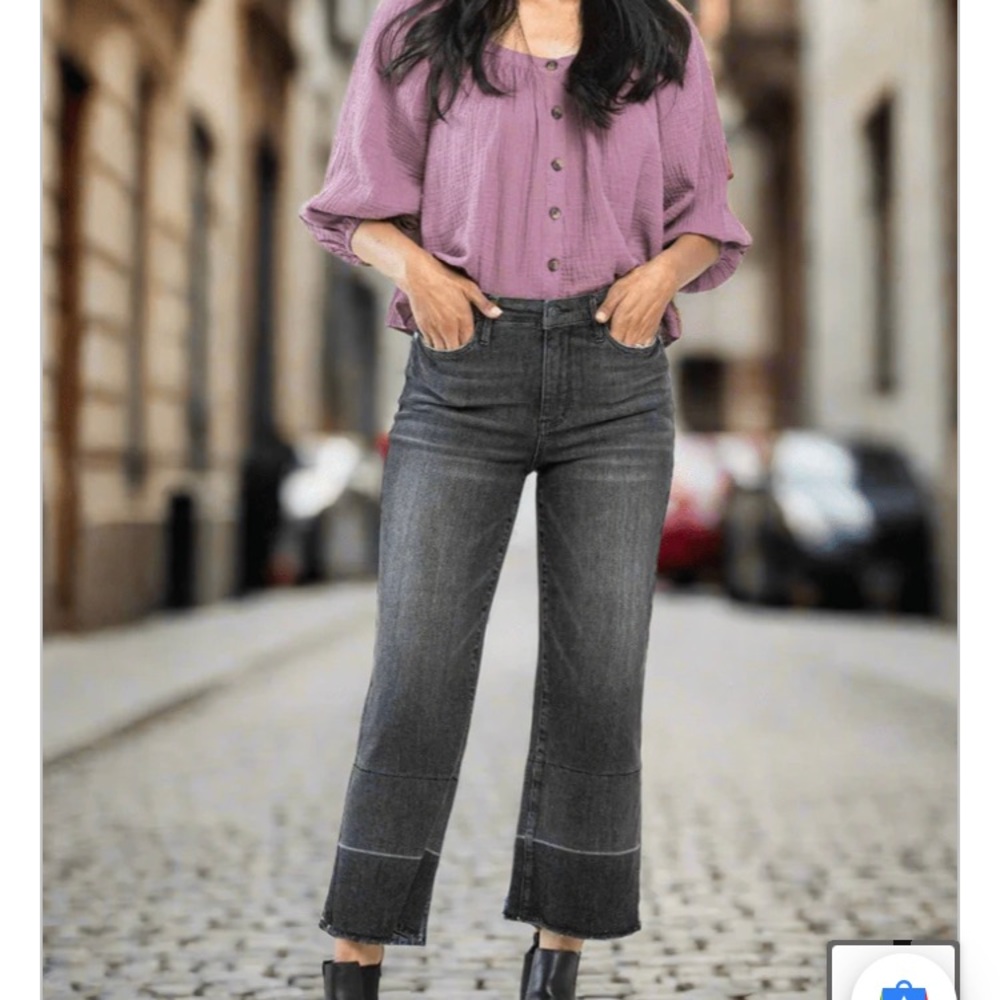 New Judy Blue Knoxville High Rise Wide Leg Jeans Released Hem sz 15/32